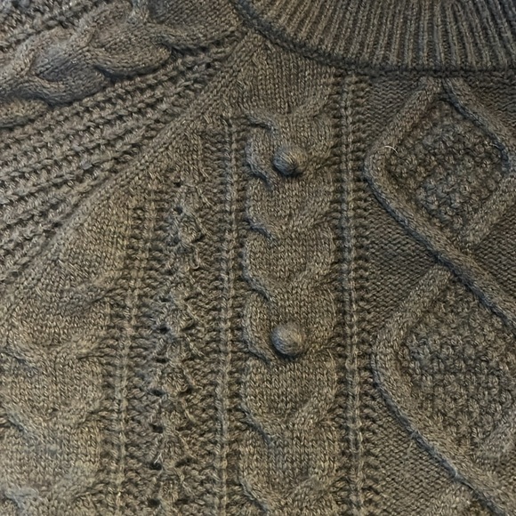 J.Crew Chunky Cable Sweater in Olive Lambswool Blend - Picture 3 of 7